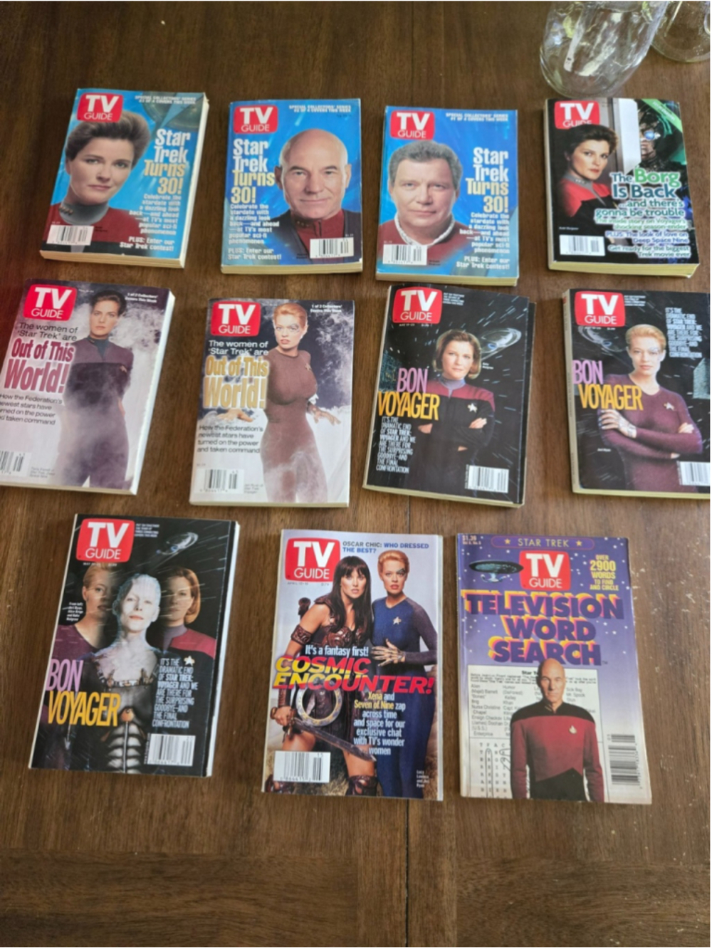 Star Trek TV Guide Lot Of 11 Issues Vintage Magazines Captain Kirk Picard
